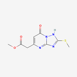 molecular formula C9H10N4O3S B2398900 Methyl 2-[7-hydroxy-2-(methylsulfanyl)[1,2,4]triazolo[1,5-a]pyrimidin-5-yl]acetate CAS No. 682333-47-7