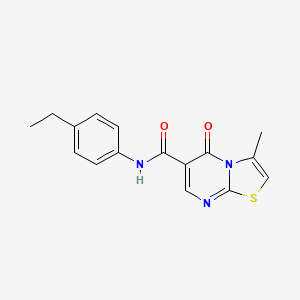 molecular formula C16H15N3O2S B2398945 N-(4-ethylphenyl)-3-methyl-5-oxo-5H-[1,3]thiazolo[3,2-a]pyrimidine-6-carboxamide CAS No. 851945-00-1
