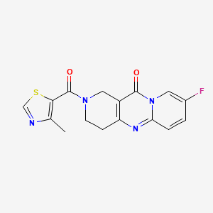 molecular formula C16H13FN4O2S B2398951 13-fluoro-5-(4-methyl-1,3-thiazole-5-carbonyl)-1,5,9-triazatricyclo[8.4.0.03,8]tetradeca-3(8),9,11,13-tetraen-2-one CAS No. 2034507-72-5