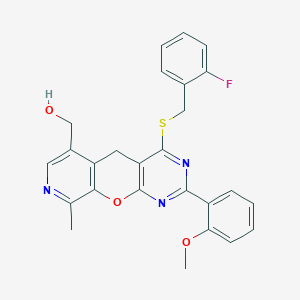 (7-{[(2-Fluorophenyl)methyl]sulfanyl}-5-(2-methoxyphenyl)-14-methyl-2-oxa-4,6,13-triazatricyclo[8.4.0.0^{3,8}]tetradeca-1(10),3(8),4,6,11,13-hexaen-11-yl)methanol
