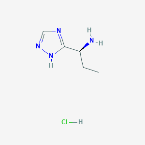 molecular formula C5H11ClN4 B2398965 (1S)-1-(1H-1,2,4-Triazol-5-yl)propan-1-amine;hydrochloride CAS No. 2550997-38-9
