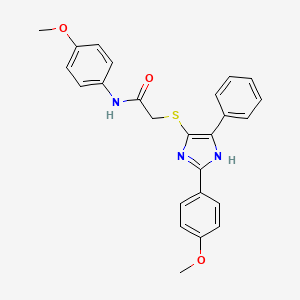 molecular formula C25H23N3O3S B2398980 N-(4-METHOXYPHENYL)-2-{[2-(4-METHOXYPHENYL)-5-PHENYL-1H-IMIDAZOL-4-YL]SULFANYL}ACETAMIDE CAS No. 865657-39-2