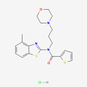 molecular formula C20H24ClN3O2S2 B2398983 N-(4-methylbenzo[d]thiazol-2-yl)-N-(3-morpholinopropyl)thiophene-2-carboxamide hydrochloride CAS No. 1216468-23-3