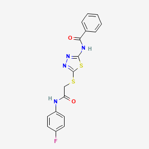 molecular formula C17H13FN4O2S2 B2399012 N-(5-((2-((4-fluorophenyl)amino)-2-oxoethyl)thio)-1,3,4-thiadiazol-2-yl)benzamide CAS No. 392297-51-7
