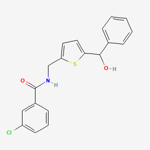 molecular formula C19H16ClNO2S B2399036 3-chloro-N-((5-(hydroxy(phenyl)methyl)thiophen-2-yl)methyl)benzamide CAS No. 1797277-95-2