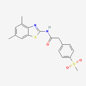 molecular formula C18H18N2O3S2 B2399042 N-(4,6-dimethylbenzo[d]thiazol-2-yl)-2-(4-(methylsulfonyl)phenyl)acetamide CAS No. 941883-47-2