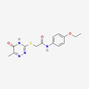 molecular formula C14H16N4O3S B2399048 N-(4-ethoxyphenyl)-2-(5-hydroxy-6-methyl(1,2,4-triazin-3-ylthio))acetamide CAS No. 459850-47-6