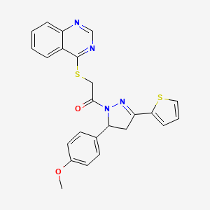 molecular formula C24H20N4O2S2 B2399082 1-(5-(4-methoxyphenyl)-3-(thiophen-2-yl)-4,5-dihydro-1H-pyrazol-1-yl)-2-(quinazolin-4-ylthio)ethanone CAS No. 852366-94-0