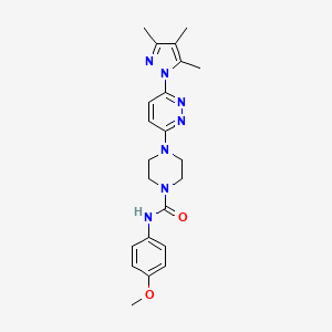 molecular formula C22H27N7O2 B2399089 N-(4-methoxyphenyl)-4-(6-(3,4,5-trimethyl-1H-pyrazol-1-yl)pyridazin-3-yl)piperazine-1-carboxamide CAS No. 1014089-75-8