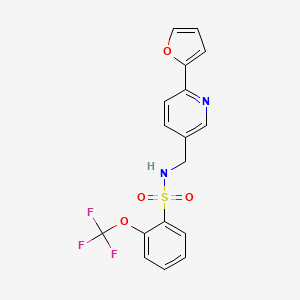 molecular formula C17H13F3N2O4S B2399134 N-((6-(furan-2-yl)pyridin-3-yl)methyl)-2-(trifluoromethoxy)benzenesulfonamide CAS No. 2034395-13-4
