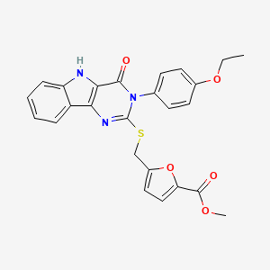 molecular formula C25H21N3O5S B2399135 methyl 5-({[3-(4-ethoxyphenyl)-4-oxo-3H,4H,5H-pyrimido[5,4-b]indol-2-yl]sulfanyl}methyl)furan-2-carboxylate CAS No. 536710-43-7