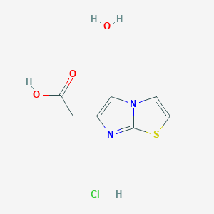 molecular formula C7H9ClN2O3S B2399136 Imidazo[2,1-b][1,3]thiazol-6-ylacetic acid hydrochloride hydrate CAS No. 57626-36-5