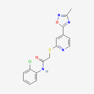 molecular formula C16H13ClN4O2S B2399264 N-(2-chlorophenyl)-2-((4-(3-methyl-1,2,4-oxadiazol-5-yl)pyridin-2-yl)thio)acetamide CAS No. 1251680-24-6