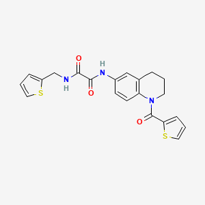 molecular formula C21H19N3O3S2 B2399294 N1-(thiophen-2-ylmethyl)-N2-(1-(thiophene-2-carbonyl)-1,2,3,4-tetrahydroquinolin-6-yl)oxalamide CAS No. 899983-34-7