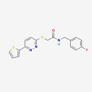 molecular formula C17H14FN3OS2 B2399319 N-[(4-FLUOROPHENYL)METHYL]-2-{[6-(THIOPHEN-2-YL)PYRIDAZIN-3-YL]SULFANYL}ACETAMIDE CAS No. 872703-96-3