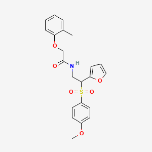 molecular formula C22H23NO6S B2399352 N-[2-(furan-2-yl)-2-(4-methoxybenzenesulfonyl)ethyl]-2-(2-methylphenoxy)acetamide CAS No. 946243-44-3
