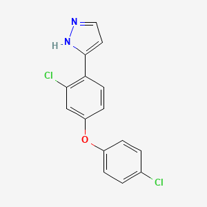 molecular formula C15H10Cl2N2O B2399440 3-[2-chloro-4-(4-chlorophenoxy)phenyl]-1H-pyrazole CAS No. 321385-82-4