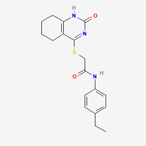 molecular formula C18H21N3O2S B2399514 N-(4-ethylphenyl)-2-[(2-oxo-1,2,5,6,7,8-hexahydroquinazolin-4-yl)sulfanyl]acetamide CAS No. 933203-64-6