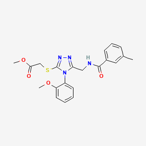 molecular formula C21H22N4O4S B2399613 methyl 2-{[4-(2-methoxyphenyl)-5-{[(3-methylphenyl)formamido]methyl}-4H-1,2,4-triazol-3-yl]sulfanyl}acetate CAS No. 689751-37-9
