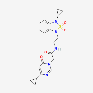 molecular formula C20H23N5O4S B2399630 N-[2-(3-cyclopropyl-2,2-dioxo-1,3-dihydro-2lambda6,1,3-benzothiadiazol-1-yl)ethyl]-2-(4-cyclopropyl-6-oxo-1,6-dihydropyrimidin-1-yl)acetamide CAS No. 2097866-71-0