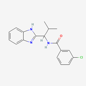 molecular formula C18H18ClN3O B2399658 N-(1-(1H-benzo[d]imidazol-2-yl)-2-methylpropyl)-3-chlorobenzamide CAS No. 338422-98-3