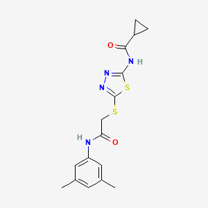 molecular formula C16H18N4O2S2 B2399693 N-(5-((2-((3,5-dimethylphenyl)amino)-2-oxoethyl)thio)-1,3,4-thiadiazol-2-yl)cyclopropanecarboxamide CAS No. 392296-19-4