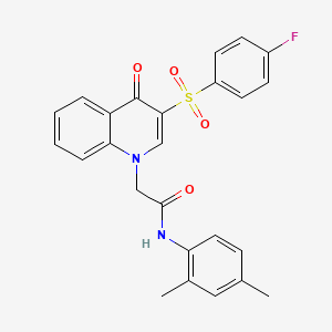 molecular formula C25H21FN2O4S B2399706 N-(2,4-dimethylphenyl)-2-[3-(4-fluorobenzenesulfonyl)-4-oxo-1,4-dihydroquinolin-1-yl]acetamide CAS No. 866729-74-0