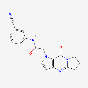 molecular formula C19H17N5O2 B2399722 N-(3-cyanophenyl)-2-(5-methyl-2-oxo-1,4,8-triazatricyclo[7.3.0.03,7]dodeca-3(7),5,8-trien-4-yl)acetamide CAS No. 1775557-38-4
