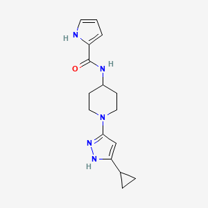 molecular formula C16H21N5O B2399763 N-[1-(5-cyclopropyl-1H-pyrazol-3-yl)piperidin-4-yl]-1H-pyrrole-2-carboxamide CAS No. 2034201-58-4