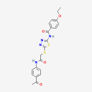 molecular formula C21H20N4O4S2 B2399786 N-(5-((2-((4-acetylphenyl)amino)-2-oxoethyl)thio)-1,3,4-thiadiazol-2-yl)-4-ethoxybenzamide CAS No. 868974-09-8