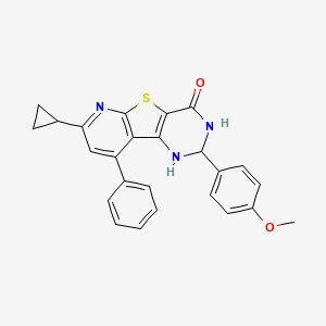 B2399798 7-cyclopropyl-2-(4-methoxyphenyl)-9-phenyl-2,3-dihydropyrido[3',2':4,5]thieno[3,2-d]pyrimidin-4(1H)-one CAS No. 380339-72-0