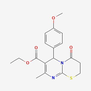 molecular formula C18H20N2O4S B2399840 ethyl 6-(4-methoxyphenyl)-8-methyl-4-oxo-3,6-dihydro-2H-pyrimido[2,1-b][1,3]thiazine-7-carboxylate CAS No. 300770-33-6