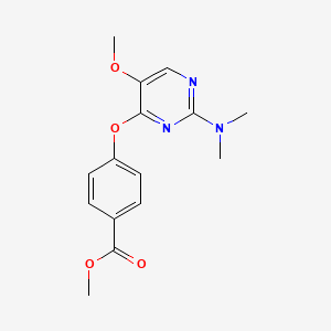 molecular formula C15H17N3O4 B2399857 Methyl 4-{[2-(dimethylamino)-5-methoxy-4-pyrimidinyl]oxy}benzenecarboxylate CAS No. 400085-41-8
