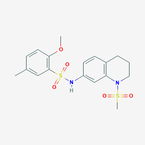 molecular formula C18H22N2O5S2 B2399909 N-(1-methanesulfonyl-1,2,3,4-tetrahydroquinolin-7-yl)-2-methoxy-5-methylbenzene-1-sulfonamide CAS No. 946226-35-3