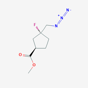 molecular formula C8H12FN3O2 B2399936 Methyl (1R,3R)-3-(azidomethyl)-3-fluorocyclopentane-1-carboxylate CAS No. 2377004-35-6
