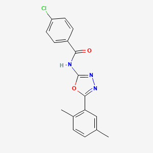 molecular formula C17H14ClN3O2 B2399947 4-chloro-N-[5-(2,5-dimethylphenyl)-1,3,4-oxadiazol-2-yl]benzamide CAS No. 891116-86-2