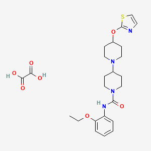 molecular formula C24H32N4O7S B2399949 N-(2-ethoxyphenyl)-4-(thiazol-2-yloxy)-[1,4'-bipiperidine]-1'-carboxamide oxalate CAS No. 2034305-47-8