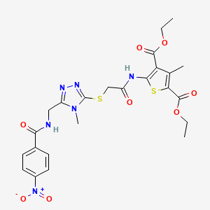 molecular formula C24H26N6O8S2 B2399950 diethyl 3-methyl-5-(2-((4-methyl-5-((4-nitrobenzamido)methyl)-4H-1,2,4-triazol-3-yl)thio)acetamido)thiophene-2,4-dicarboxylate CAS No. 393848-46-9