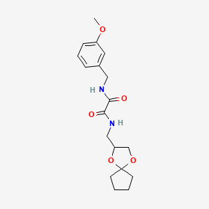 molecular formula C18H24N2O5 B2399998 N1-(1,4-dioxaspiro[4.4]nonan-2-ylmethyl)-N2-(3-methoxybenzyl)oxalamide CAS No. 899734-19-1