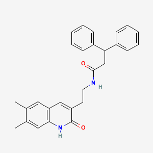 molecular formula C28H28N2O2 B2400003 N-(2-(6,7-dimethyl-2-oxo-1,2-dihydroquinolin-3-yl)ethyl)-3,3-diphenylpropanamide CAS No. 919712-21-3