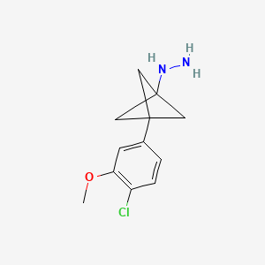 molecular formula C12H15ClN2O B2400078 [3-(4-Chloro-3-methoxyphenyl)-1-bicyclo[1.1.1]pentanyl]hydrazine CAS No. 2287315-09-5