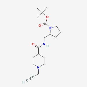 molecular formula C19H31N3O3 B2400124 Tert-butyl 2-({[1-(prop-2-yn-1-yl)piperidin-4-yl]formamido}methyl)pyrrolidine-1-carboxylate CAS No. 1333539-84-6
