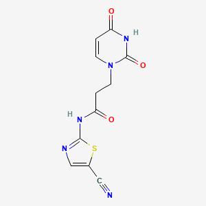 molecular formula C11H9N5O3S B2400151 N-(5-cyanothiazol-2-yl)-3-(2,4-dioxo-3,4-dihydropyrimidin-1(2H)-yl)propanamide CAS No. 1257552-50-3