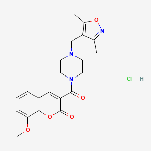 3-(4-((3,5-dimethylisoxazol-4-yl)methyl)piperazine-1-carbonyl)-8-methoxy-2H-chromen-2-one hydrochloride