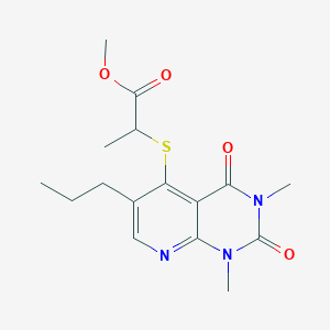 molecular formula C16H21N3O4S B2400169 Methyl 2-((1,3-dimethyl-2,4-dioxo-6-propyl-1,2,3,4-tetrahydropyrido[2,3-d]pyrimidin-5-yl)thio)propanoate CAS No. 899748-05-1