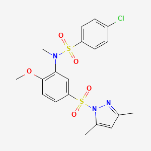 4-chloro-N-[5-(3,5-dimethylpyrazol-1-yl)sulfonyl-2-methoxyphenyl]-N-methylbenzenesulfonamide