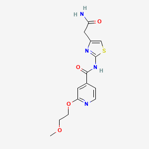 molecular formula C14H16N4O4S B2400176 N-(4-(2-amino-2-oxoethyl)thiazol-2-yl)-2-(2-methoxyethoxy)isonicotinamide CAS No. 2034274-68-3