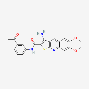 N-(3-Acetylphenyl)-9-amino-2,3-dihydro-1,4-dioxino[2,3-g]thieno[2,3-b]quinoline-8-carboxamide