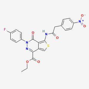 molecular formula C23H17FN4O6S B2400186 Ethyl 3-(4-fluorophenyl)-5-(2-(4-nitrophenyl)acetamido)-4-oxo-3,4-dihydrothieno[3,4-d]pyridazine-1-carboxylate CAS No. 851949-77-4