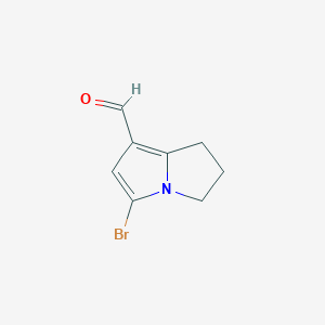 molecular formula C8H8BrNO B2400213 3-Bromo-6,7-dihydro-5H-pyrrolizine-1-carbaldehyde CAS No. 2248344-04-7